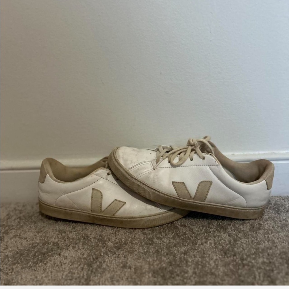 Veja White Sneakers with Beige Accents